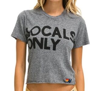 Aviator Nation Women’s Boyfriend Tee Locals Only size M Heather Gray
